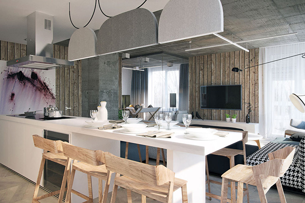 Дизайн кухни-гостиной, Gradient, квартира в Киеве - фото 4