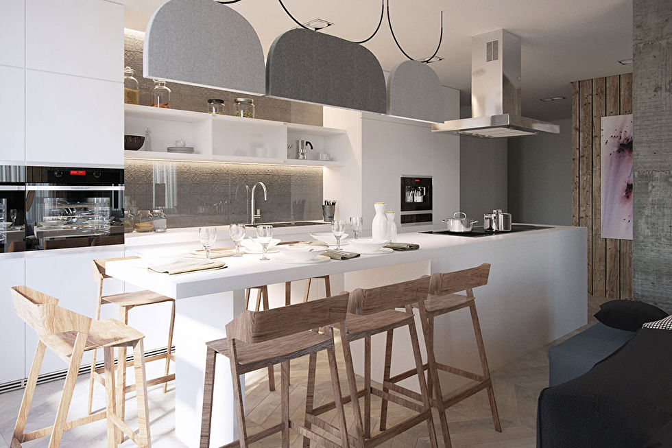 Дизайн кухни-гостиной, Gradient, квартира в Киеве - фото 6
