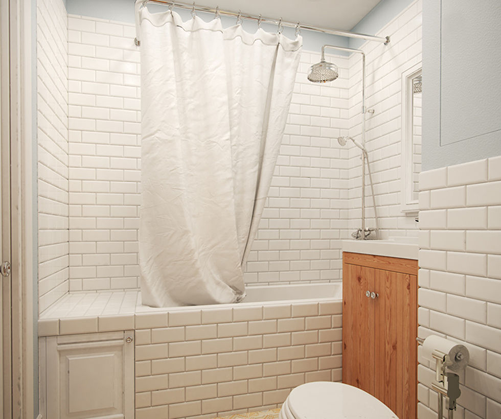 Интерьер ванной комнаты, однокомнатная квартира 36м2, м. Пражская, Москва - фото 2