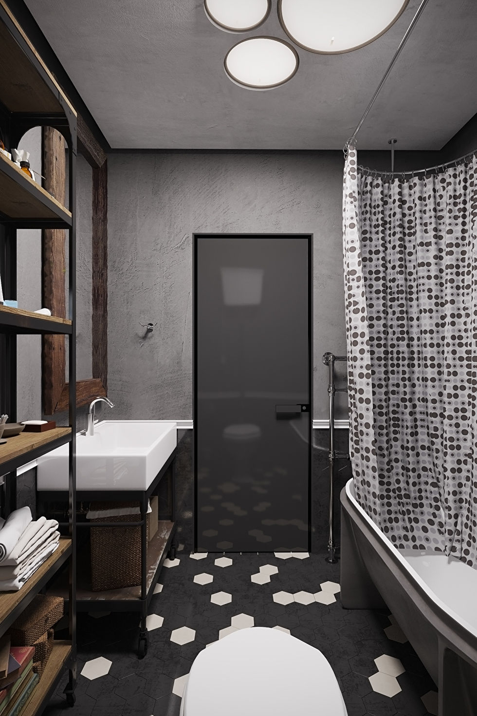 Интерьер ванной комнаты, Modern industrial apartment - фото 2