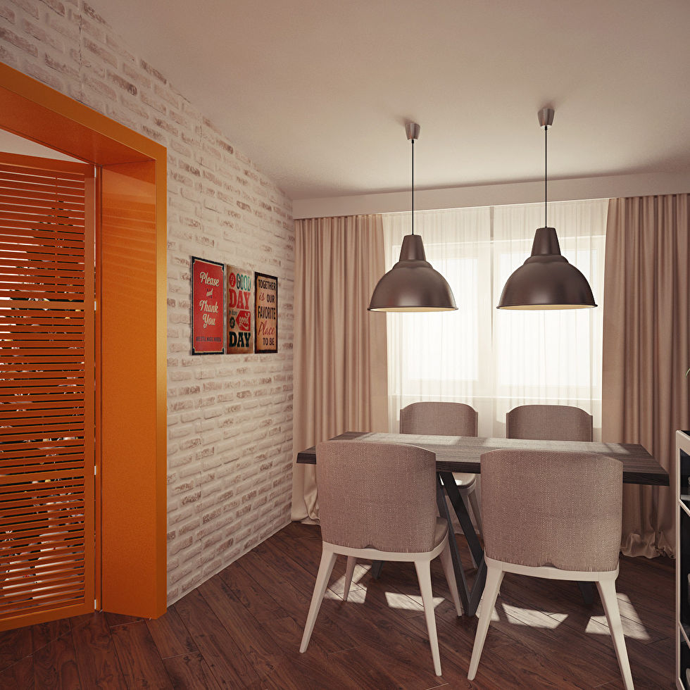 Интерьер мансардной квартиры 102 м2, Симферополь - Кухня, фото 12